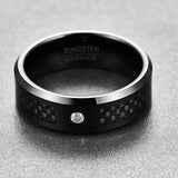 8mm Carbon Fiber Tungsten Steel Mens Ring