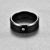 8mm Carbon Fiber Tungsten Steel Mens Ring