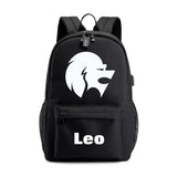 Zodiac Sign Canvas Schoolbag Constellation Horoscope Backpack