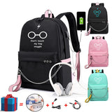 School Backpack USB Charging Canvas Student Backpack For Teenagers