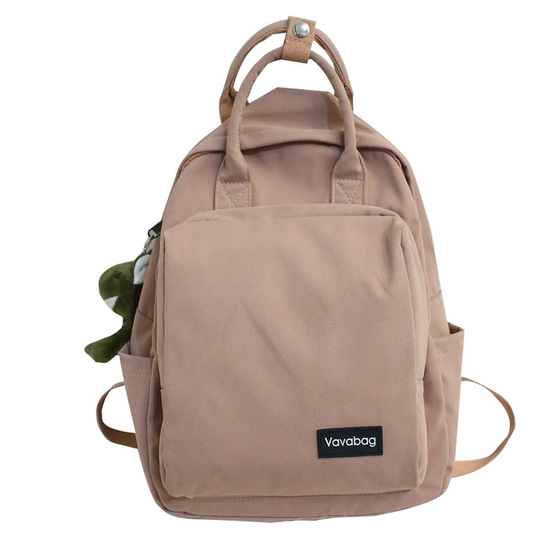 Women Double Handle Schoolbag For Teenagers Nylon Solid Shoulder Bag