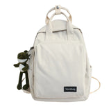 Women Double Handle Schoolbag For Teenagers Nylon Solid Shoulder Bag