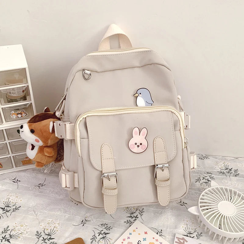 Nylon Multifunction Backpack For Women Solid Casual Ladies Bookbag