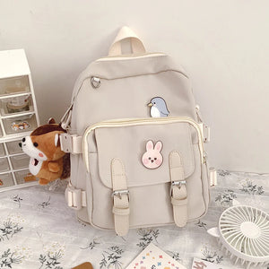 Nylon Multifunction Backpack For Women Solid Casual Ladies Bookbag