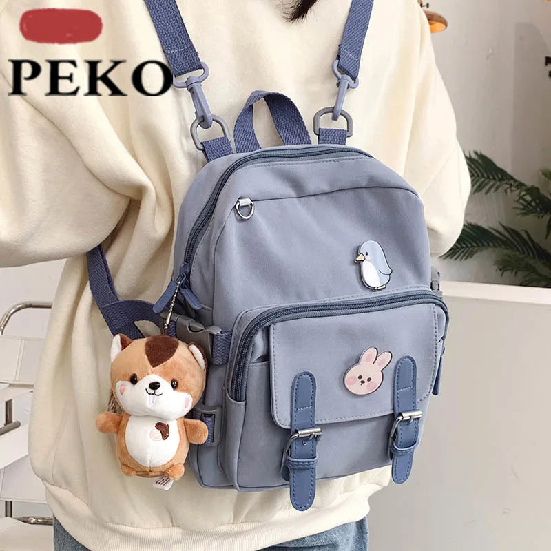Nylon Multifunction Backpack For Women Solid Casual Ladies Bookbag