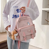 Nylon Multifunction Backpack For Women Solid Casual Ladies Bookbag