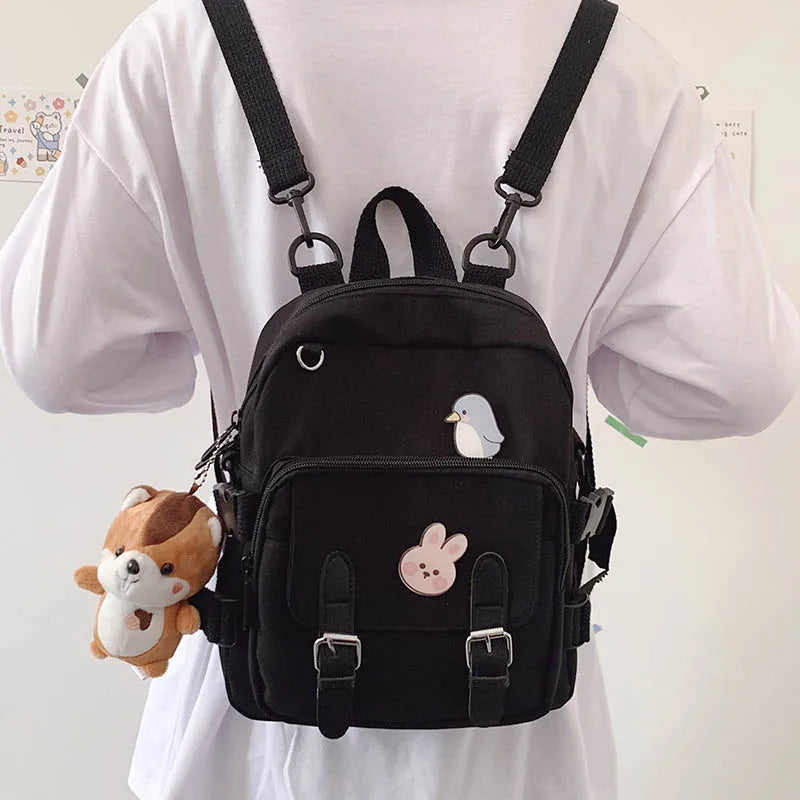 Nylon Multifunction Backpack For Women Solid Casual Ladies Bookbag