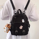 Nylon Multifunction Backpack For Women Solid Casual Ladies Bookbag