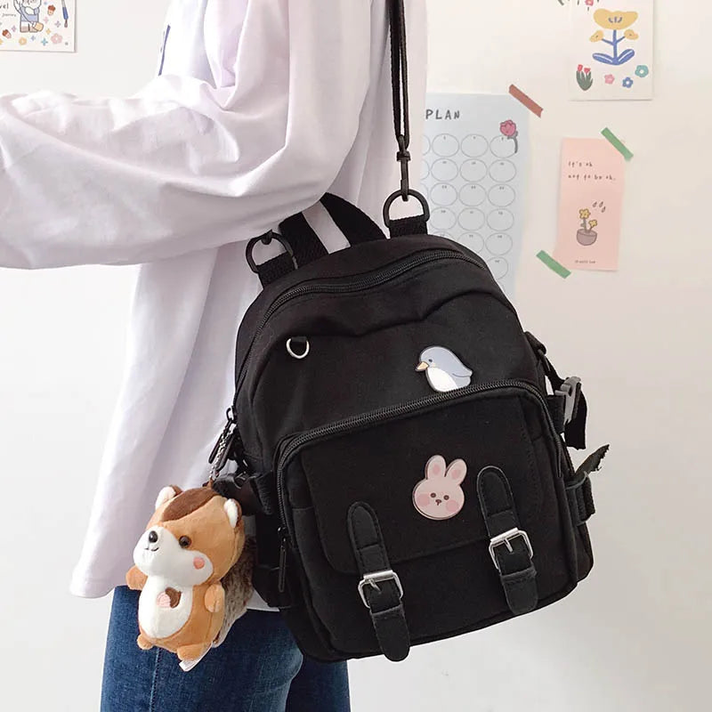 Nylon Multifunction Backpack For Women Solid Casual Ladies Bookbag
