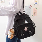 Nylon Multifunction Backpack For Women Solid Casual Ladies Bookbag