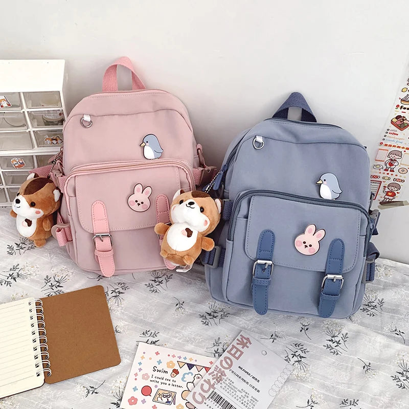 Nylon Multifunction Backpack For Women Solid Casual Ladies Bookbag