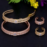 African Micro Paved Baguette CZ Bangle Ring Set