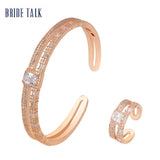 African Micro Paved Baguette CZ Bangle Ring Set