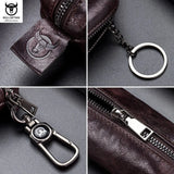 Leather Car Key Holder Zipper Case Top Male Man Organizer