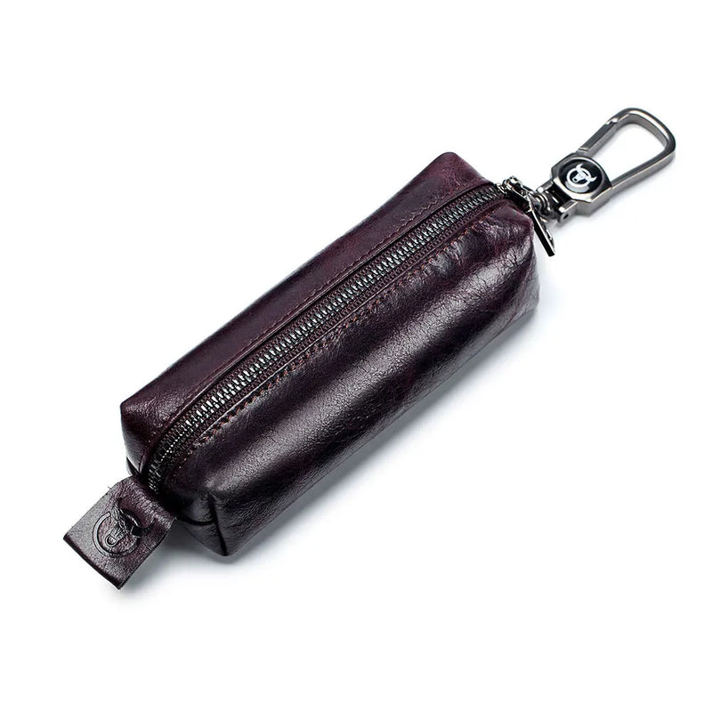 Leather Car Key Holder Zipper Case Top Male Man Organizer
