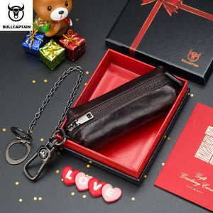 Men Leather Key case Multifunctional Metal Phone Holder