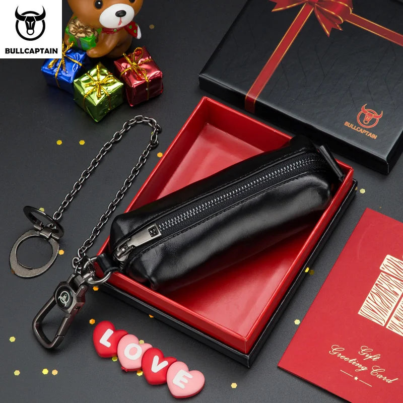 Men Leather Key case Multifunctional Metal Phone Holder