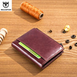 Men's Leather Wallet Vertical Folding Retro Top Layer Cowhide Zipper Purse