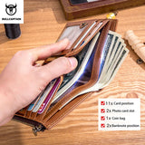 Men's Leather Wallet Vertical Folding Retro Top Layer Cowhide Zipper Purse