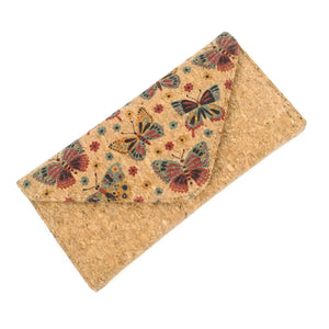 Butterfly Pattern Cork Purse for Women Vegan Long Purse