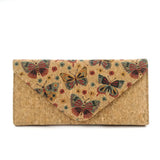 Butterfly Pattern Cork Purse for Women Vegan Long Purse