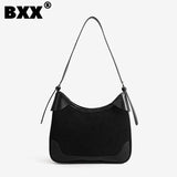 Retro Solid Shoulder Bag for Women Underarm High Temperament