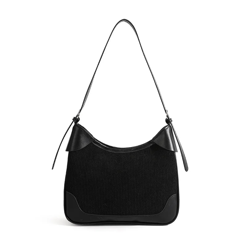 Retro Solid Shoulder Bag for Women Underarm High Temperament