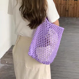 Hollow Out Knitting Shoulder Bag Large for Women Beach Holiday