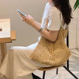 Hollow Out Knitting Shoulder Bag Large for Women Beach Holiday