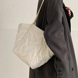 Versatile Solid Color Shoulder Tote Bag for Women