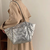 Versatile Solid Color Shoulder Tote Bag for Women