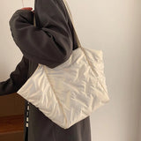 Versatile Solid Color Shoulder Tote Bag for Women