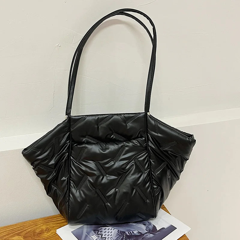 Versatile Solid Color Shoulder Tote Bag for Women