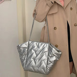 Versatile Solid Color Shoulder Tote Bag for Women