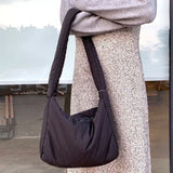 Women's Large Capacity Solid Pleated Shoulder Bag