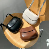 Retro PU Leather Bag Women's Versatile Solid Mobile Phone Wallet Shoulder Crossb