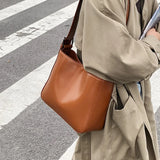 Retro PU Leather Large Capacity Shoulder Bag For Women's Casual