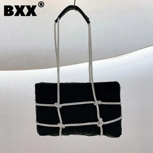 Rhinestone Chain Armpit Bag Women Large Capacity Shoulder Bags