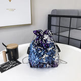 Sequin Bucket Handbag Chain Shoulder Crossbody Bag Female