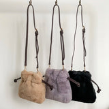 Women's Plush Bag High Versatile Solid Wallet Shoulder Crossbody 8P0138