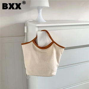 Women's Patchwork Canvas Large Shoulder Bag