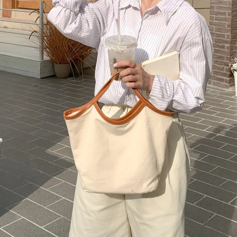 Women's Patchwork Canvas Large Shoulder Bag