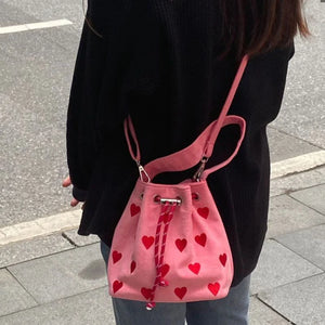 Canvas Bucket Handbag Casual Shoulder Crossbody Bag