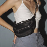 Women's High Solid Chest Bag with Chain Wallet Crossbody