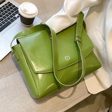 Women's Solid Leather Shoulder Crossbody Bag for Shopping 8S013