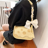 Patchwork Contrast Chain Bow Women's Handbag Crossbody Bag