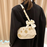 Patchwork Contrast Chain Bow Women's Handbag Crossbody Bag