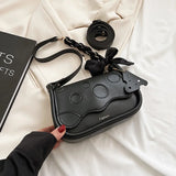 Patchwork Contrast Chain Bow Women's Handbag Crossbody Bag