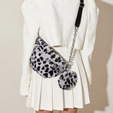 Leopard Plush Crossbody Bag for Women - 8P0196