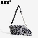 Leopard Plush Crossbody Bag for Women - 8P0196